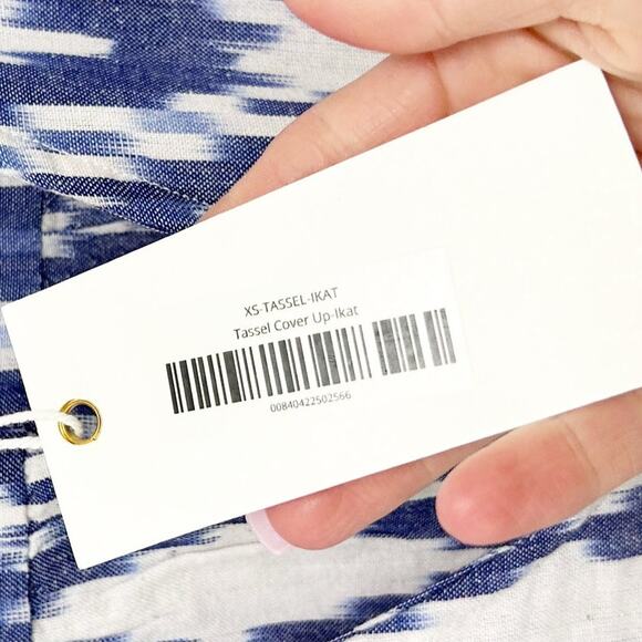 Marea Blue Ikat Printed Tassel Cover Up Sz XS - Picture 4 of 6